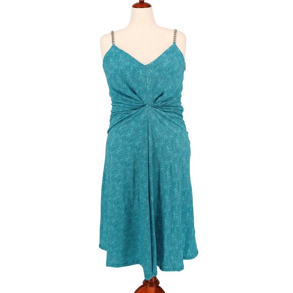 Michael Kors Women Turquoise Uroko Casual Twist Camisole Midi Dress Size XL - Picture 1 of 4